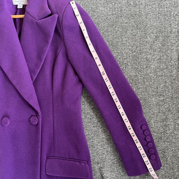 Sergio Hudson x Target Full-Length Notch Lapel Coat Sz S Purple Office Preppy - Picture 14 of 15